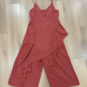 Very J Terracotta Asymmetrical Jumpsuit